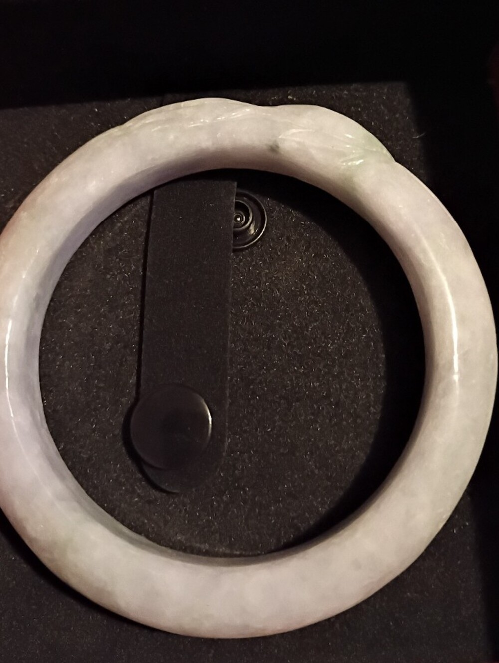Authentic Natural Grade A Jadeite Jade Bangle - Hand-Carved Nine-Tailed Fox